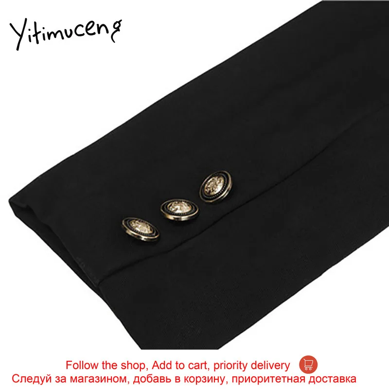 

Yitimuceng Solid Dresses for Women black Notched Pleated Spring 2021 long sleeve fashion clothing Single Breasted Office Lady