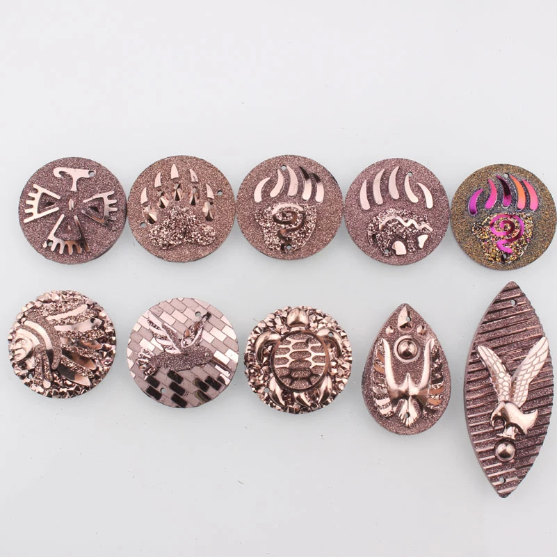 Драгоценные камни в виде медвежьего когтя из розового золота 25 мм круглые стразы