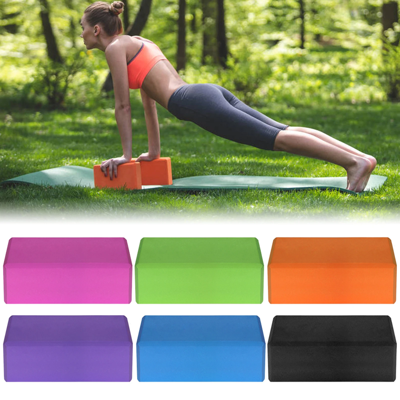 

1/2pcs EVA Yoga Blocks Cotton Yoga Strap Stability Blocks Yoga Strap Set for Yoga Pilates Meditation