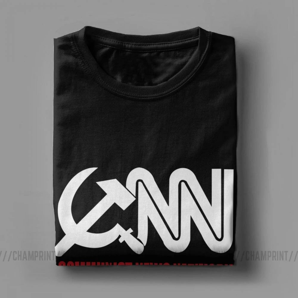 Мужская футболка CNN хлопковая забавная с коротким рукавом и вырезом лодочкой 4XL 5XL