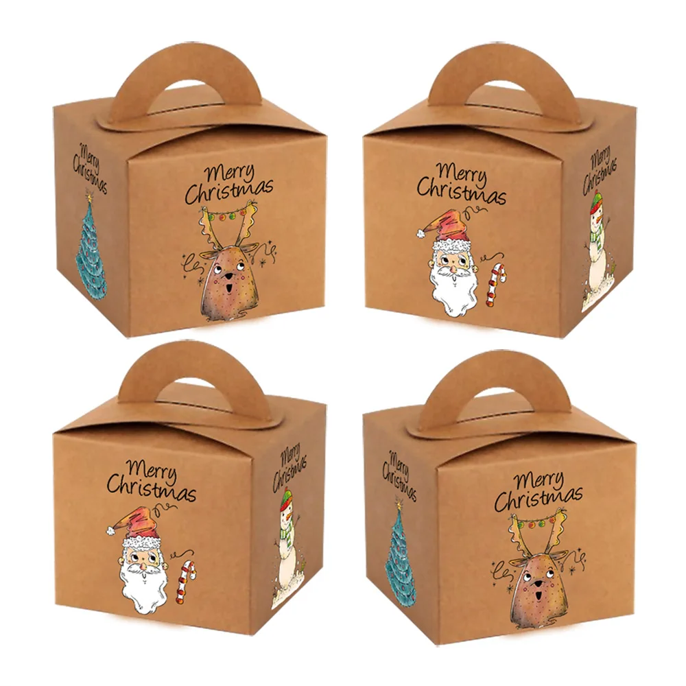 

Brown Kraft Paper Christmas Treat Bag Cookies Candy Box Party Favor Cake Holiday New Year Decoration