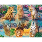 5d алмазная живопись, новинка, кот Тигр, лев, леопард, полноразмерная круглая Алмазная вышивка, Ландшафтная мозаика с бриллиантами животных, искусство