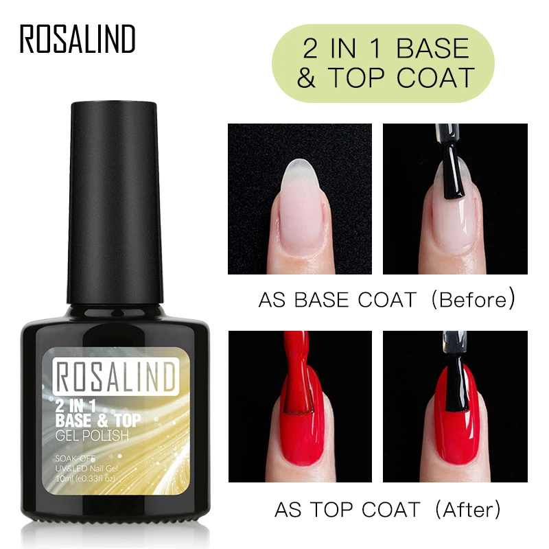 

ROSALIND 10ML Base Top Nail Gel Polish Magic Remover Fast Remove UV Gel Primer Blossom Diamond Matt Top Coat Nail Polish New