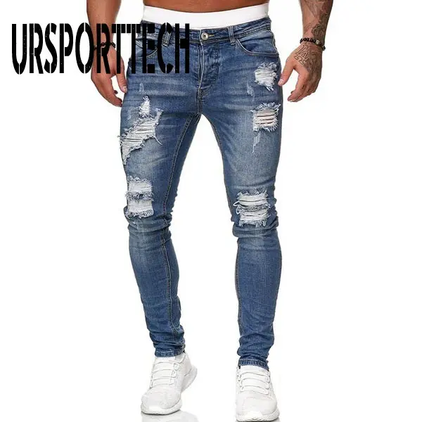 

Cargo Denim Pants Men Streetwear Hip Hop Joggers Hole Pantalones Men Trousers Jeans Slim Casual Skinny Pencil Pants Men