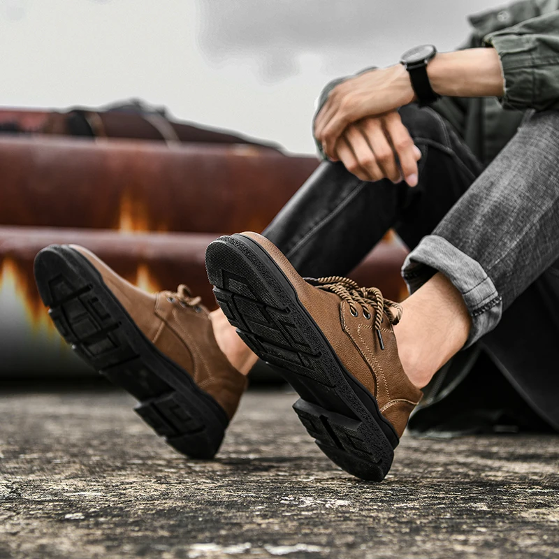 

Genuine Leather men shoes Lace-Up Men Sneakers Casual Shoes Comfortable Breathable Sneakers Zapatillas Hombre Tenis Masculino
