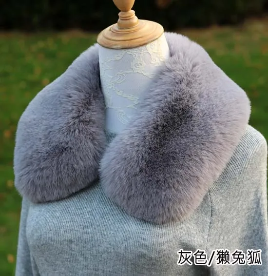 34 Qearlstar Women Scarf New Faux Fur Collar 55cm Women Children Jackets Coat Hood Fur Decor Shawl Soft Warm Luxury Scarves ZKG15 - Цвет: 34