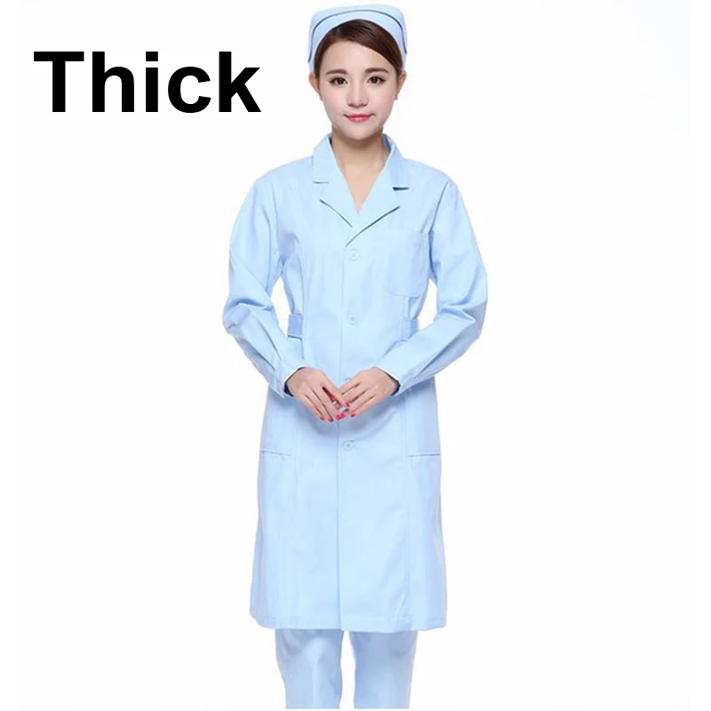 Blue thick full Высокое качество короткий и полный рукав спа Больница униформа медсестры женское платье Медицинские костюмы Твердые Скраб Топы клиника одежда - Цвет: Blue thick full