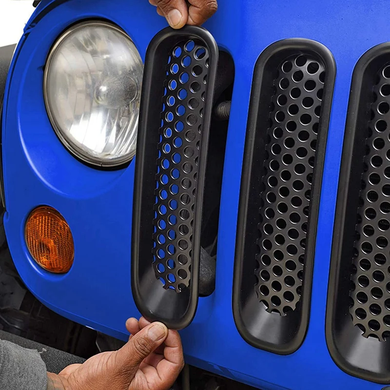 7 шт клип-в сетку решетка вставки крышка подходит для 07-15 Jeep Wrangler JK-матовый черный |