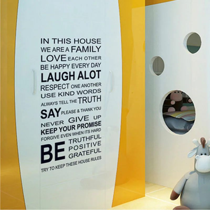 Английские пословицы обои Семейные правила для дома наклейка на стену DIY стикер
