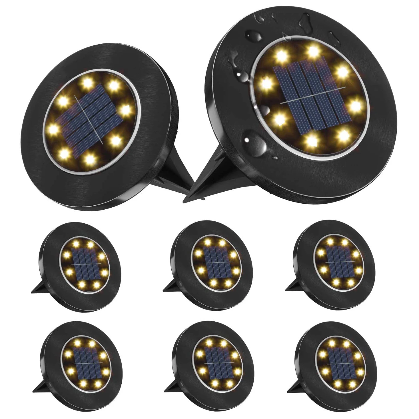 Новые 8 светодиодный Черный Солнечная наземная светильник патио на открытом