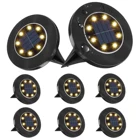 Новинка, 8 светодиодных черных солнечных заземляющих фонарей, садовый наружный фонарь с диском, прожектор для дорожек, светильник светодиодсветодиодный лампы с Драйвером