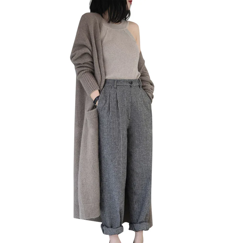 18 осень и зима новый стиль кашемировое пальто женские средней длины толстый