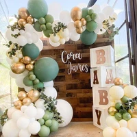 157pcs avocado green balloons garland arch kit retro green chorme gold latex globos birthday christmas wedding party decors 2021