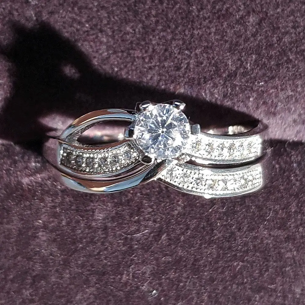 Черная пятница 925 стерлингового серебра обручальные кольца комплект для Дамская