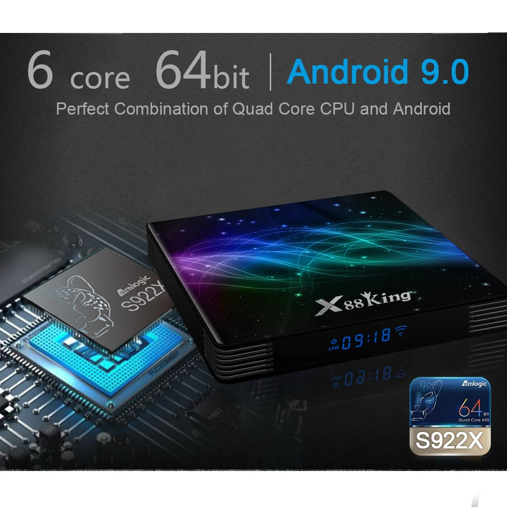 ТВ приставка X88 KING 4K HD с шестиядерным процессором S922X 64 бит 4k 60 Гц Android 9 0 4G128G OTA Smart TV
