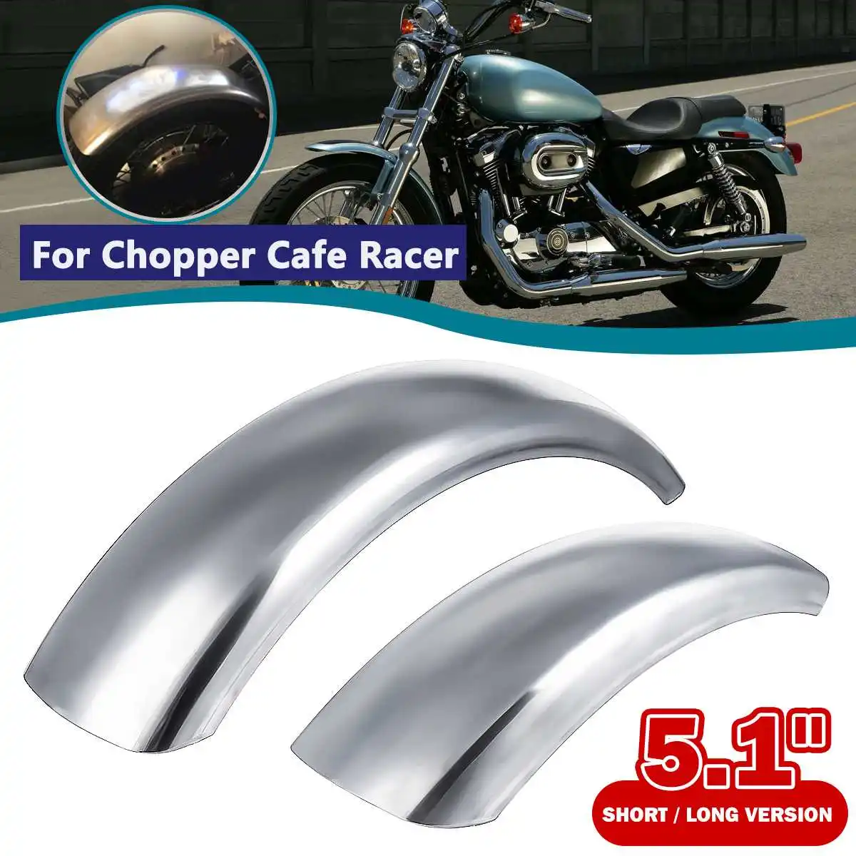 

5.1" Motorcycle Cafe Racer Rear Fender Wheel Protector Mudguard Short/Long Mud Flap Splash Guard For Bobber Chopper