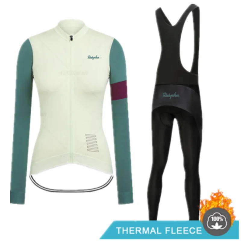

Winter New Cashmere Warm Women's Long Sleeve Cycling Garment Fleece Windproof Road Mountain Bike Cycling Clothing Set