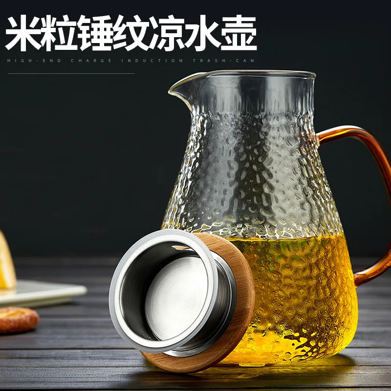 Household Heat Resistant Glass Jug Juice Tea Set Large Capacity Rice Hammer Cold Water Bottle | Дом и сад