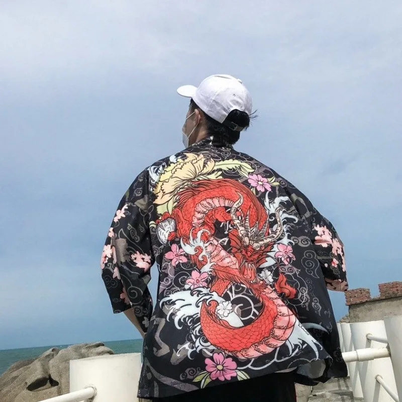 

Кимоно мужское, традиционное японское кимоно, мужской кардиган, harajuku, уличная одежда, костюм самурая, юката, мужской, хаори, Оби