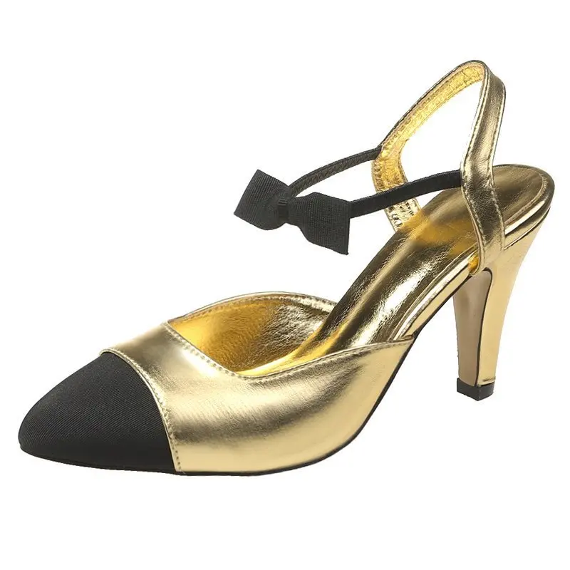 

Large size new high-heeled shoes women bow-knot pointed stiletto sandals color matching Baotou women's high-heeled shoes 35-42
