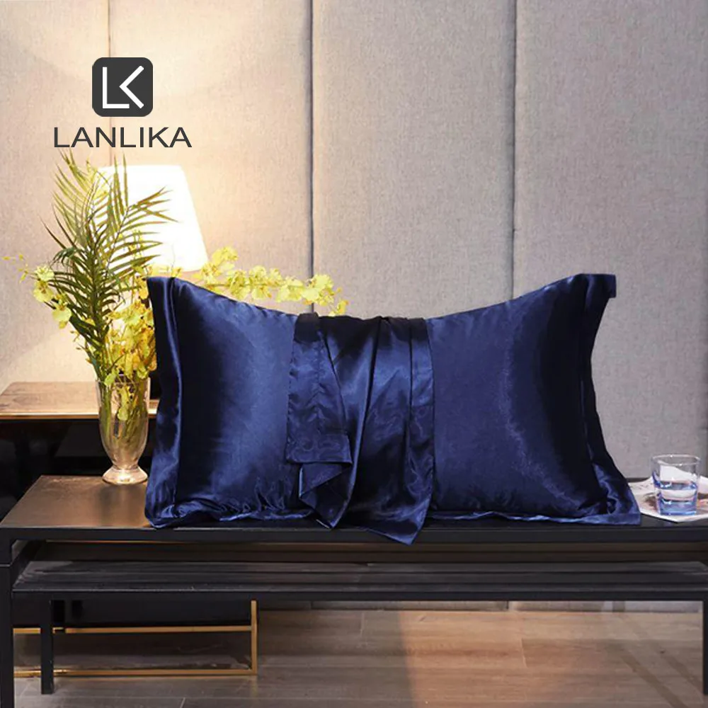 Lanlika роскошные мужские 100% шелковые Синие Красивые наволочки для подушки здоровая