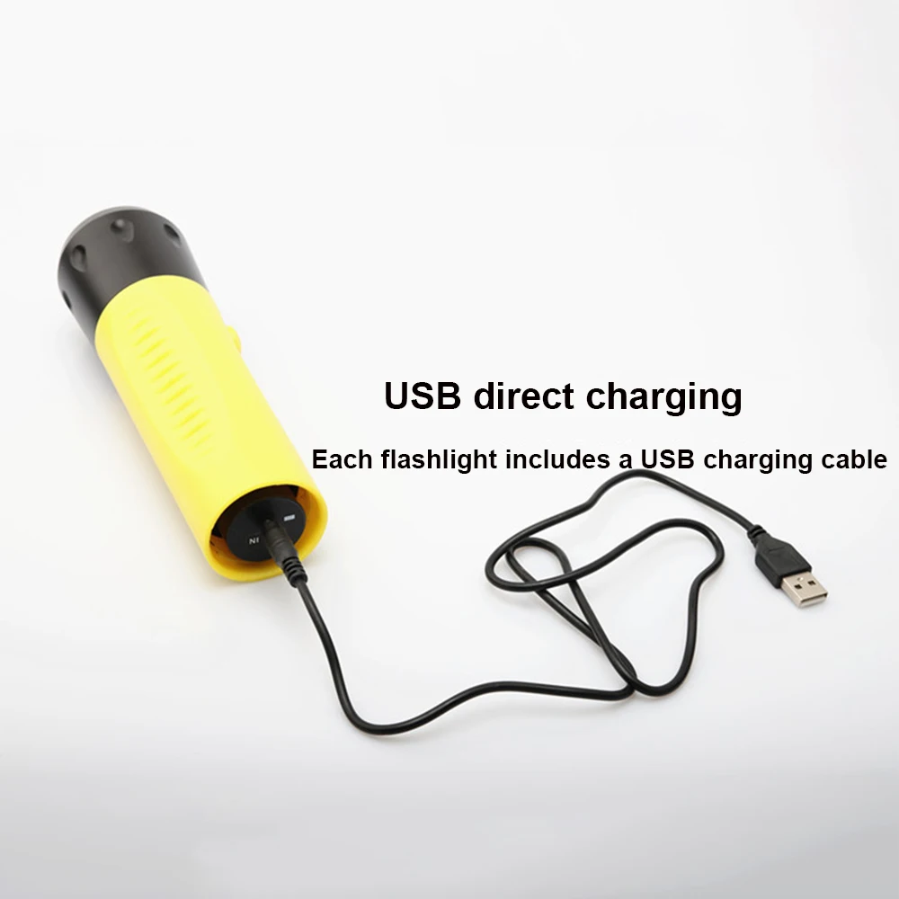 

10W IP68 Level Diving Flashlight Hard Light Direct Charging Torch LED 3 Modes Built-in 5400 mAh Battery Professional Diving Tor