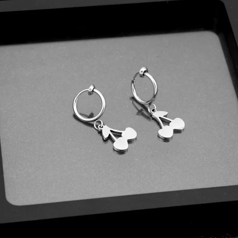 Новые милые маленькие серьги-Вишни из нержавеющей стали модные широкие серьги