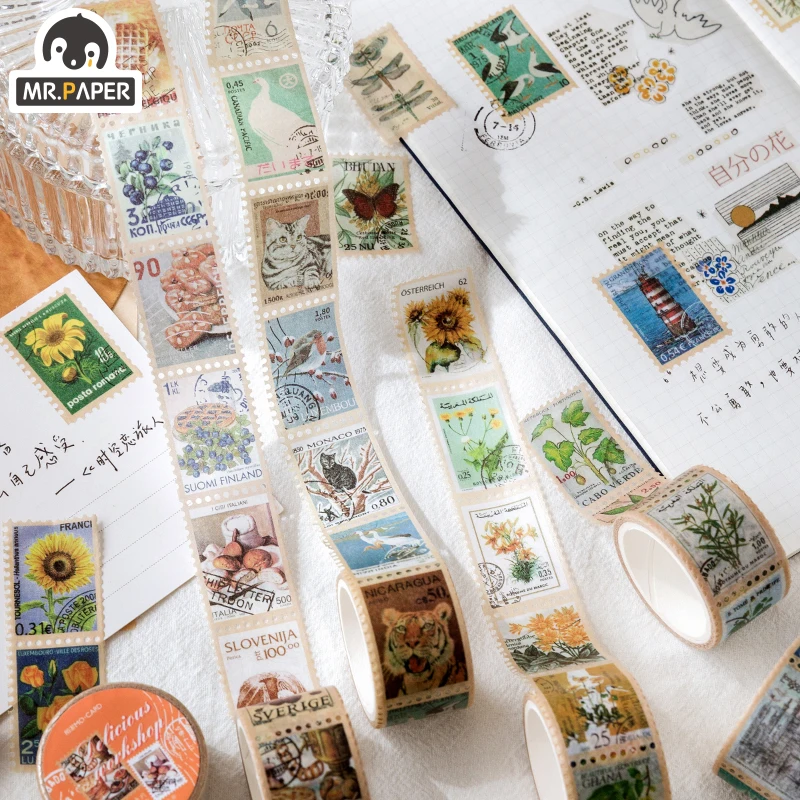 

JIUMO 8 Design 1 Roll Of Philatelic Museum Series Ins Style Creative Sheet And Paper Tape Decoration Pocket DIY Material