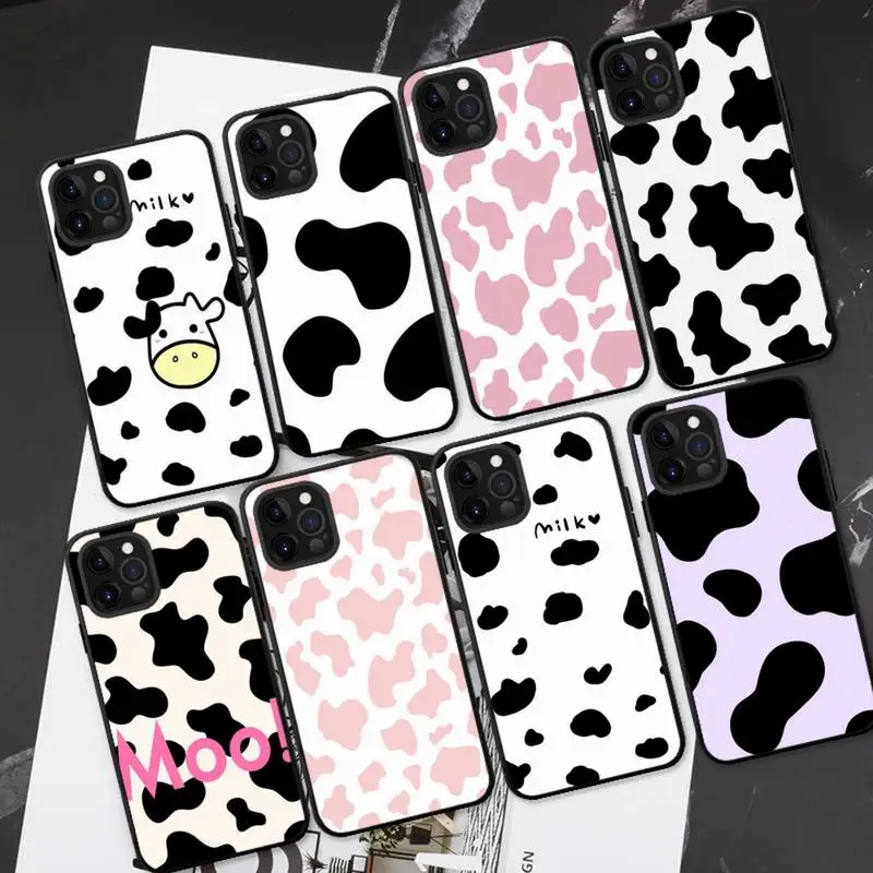 

White Pink Cow Symbol Phone Case For iPhone 13 11 8 7 6 6S Plus X XS MAX 5 5S SE 2020 XR 11 pro DIY Funda