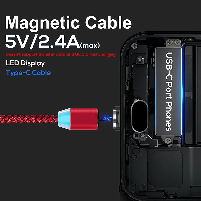 Magnetic USB Cable Magnet Plug Type C Micro IOS for Oppo F9 Huawei P10 Lite Honor 8x Samsung A70 A50 S9 S10 Tipo | Мобильные
