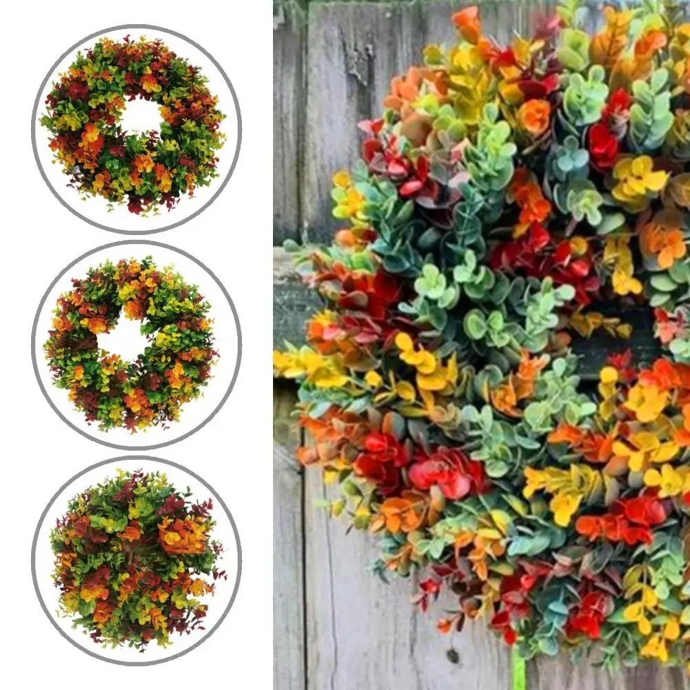 

Осенний венок, искусственный венок для растений без увядания, уникальный яркий практичный осенний венок из эвкалипта для фермерского дома