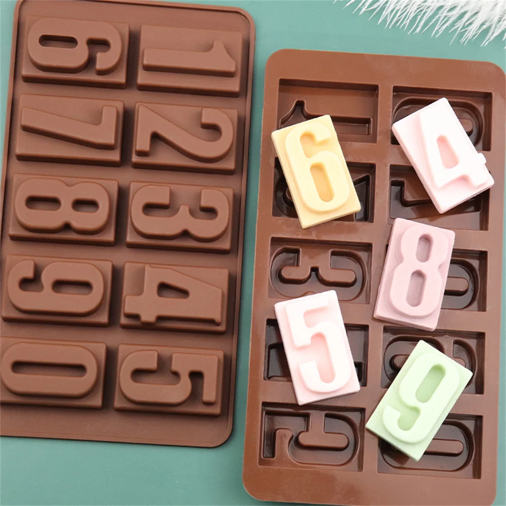 

Numbers Chocolate Silicone Mold Cookies Cold 3D Digital Shape Fondant Cake Baking Jelly Candy Pastry DIY Decorating Tools