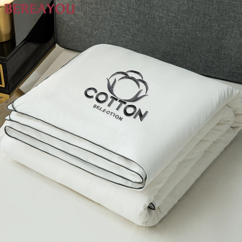 Роскошные одеяла хлопковый наполнитель летнее покрывало однотонные двойные для