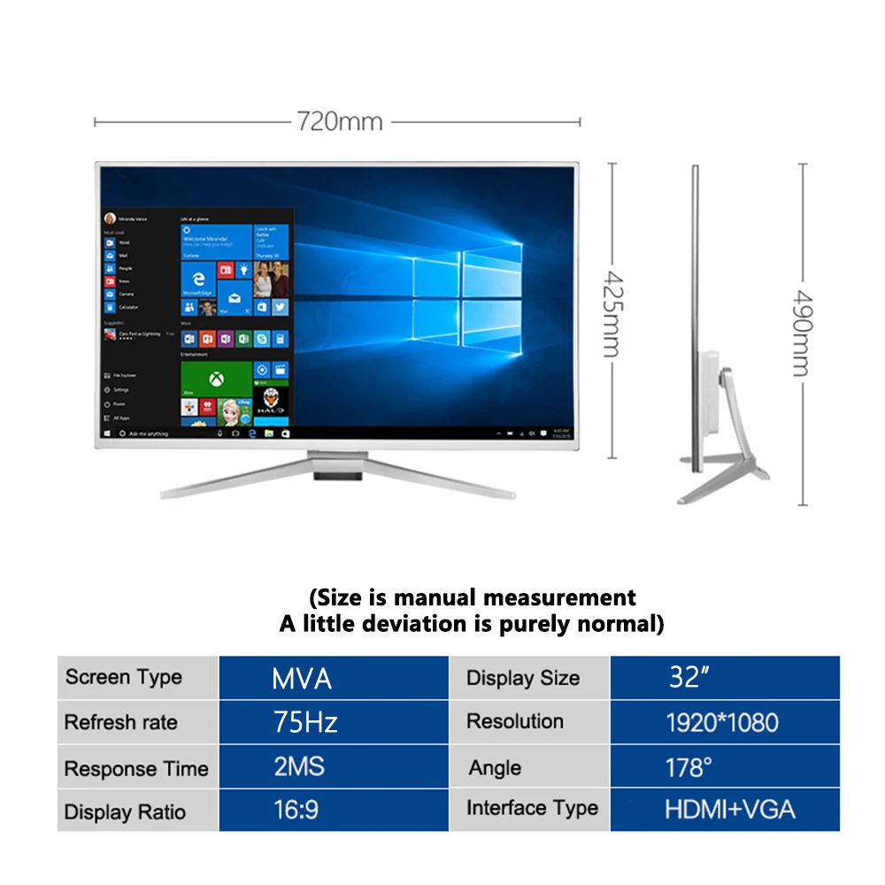 32-дюймовый светодиодный тонкий монитор игры конкурс full HD ips узкой каймой игровой