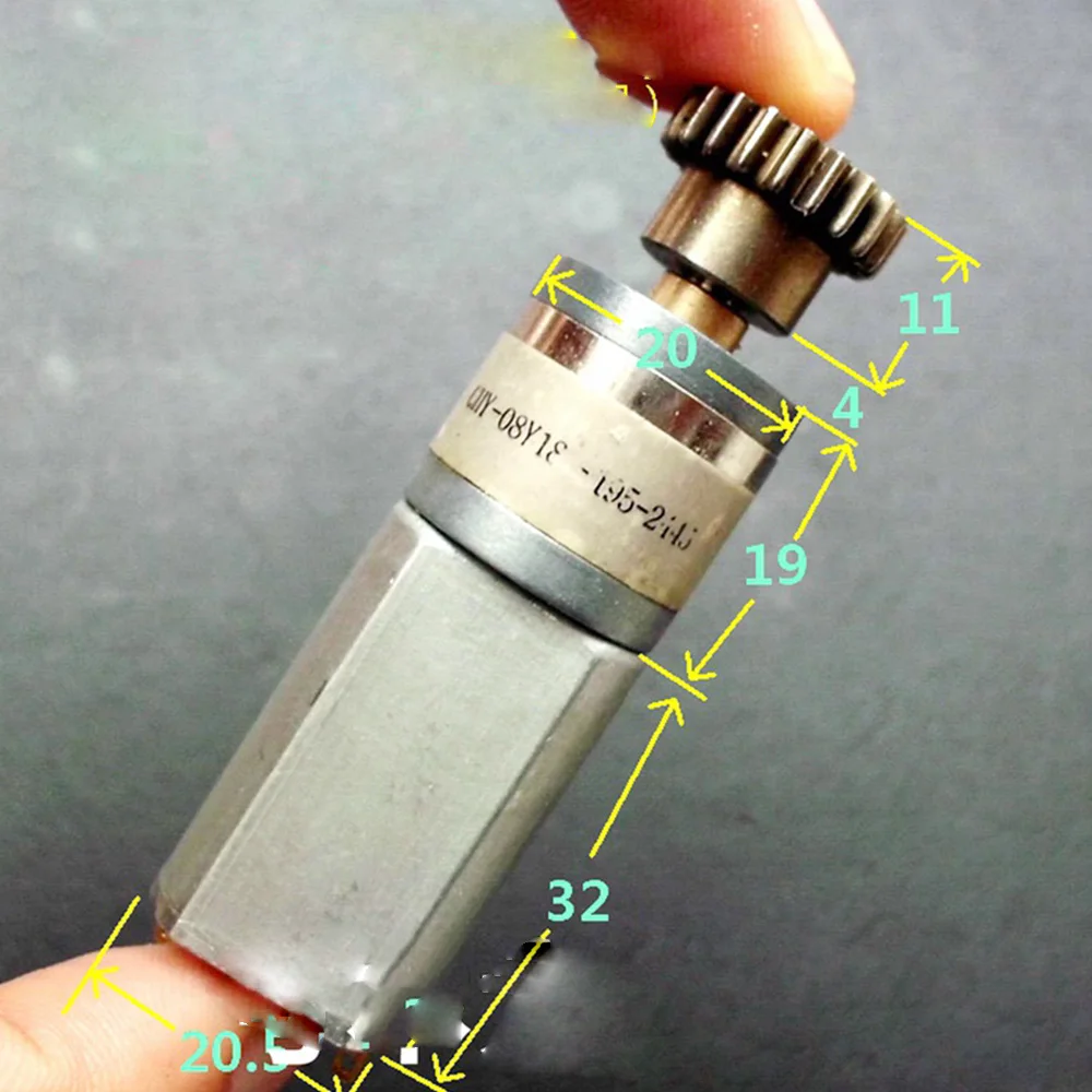 Миниатюрный металлический редукторный двигатель постоянного тока 180, 5 В, 12 В, 24 В, медленная скорость 45 об/мин с металлической шестерней 0,8 м, 20 т, большой крутящий момент, двигатель-робот с угольной щеткой