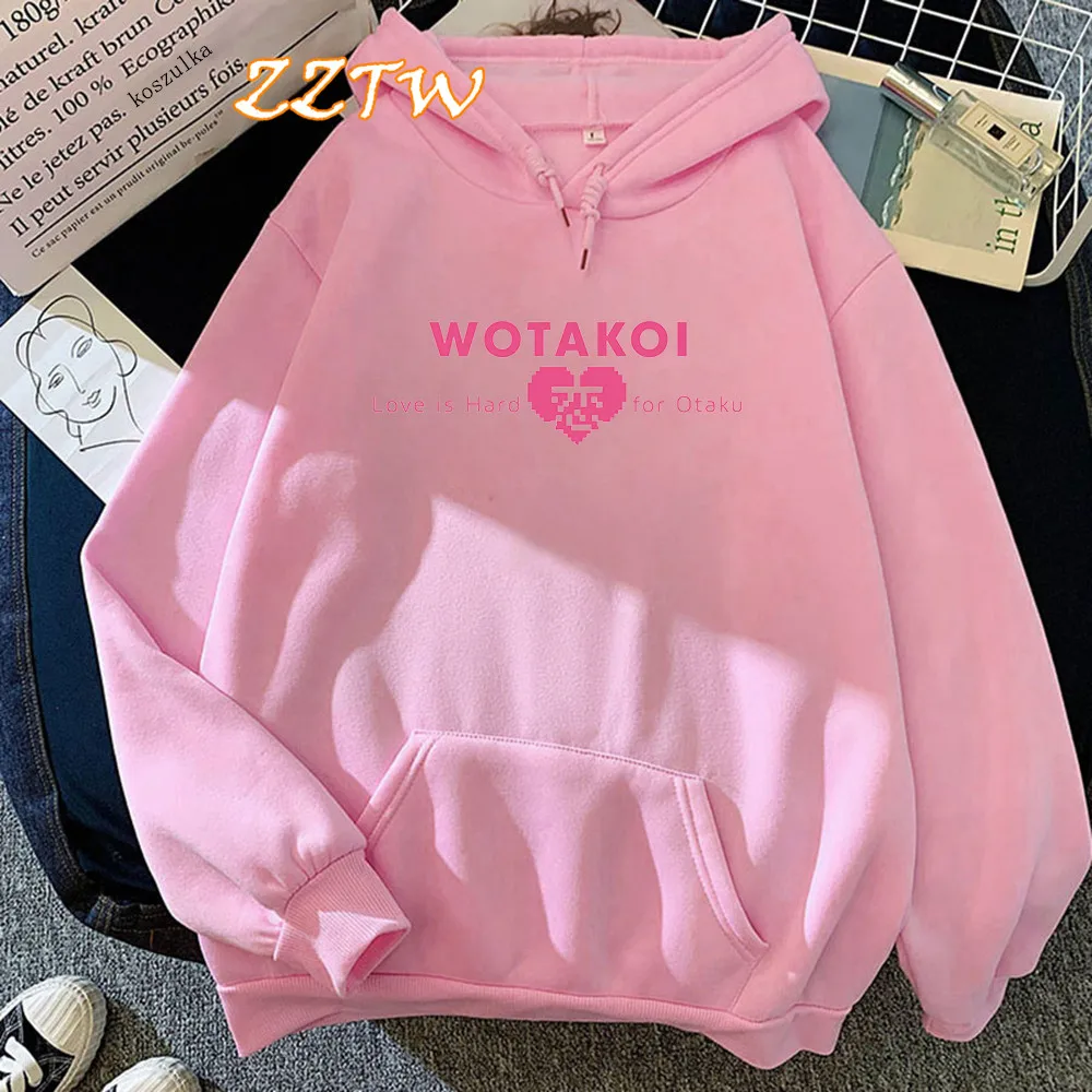 

Title Logo Anime Wotakoi Love Is Hard for Otaku Hoodies Fleece Hoodie Vintage Pullovers Sweatshirt Cartoon Wotakoi Women Tops