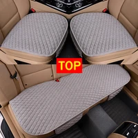 linen fabric car seat cover four seasons front rear flax cushion breathable protector mat pad auto accessories universal size