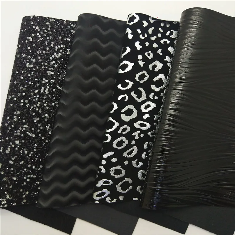 Радужная черная блестящая кожа Winkles серебряный леопард Синтетическая полосы