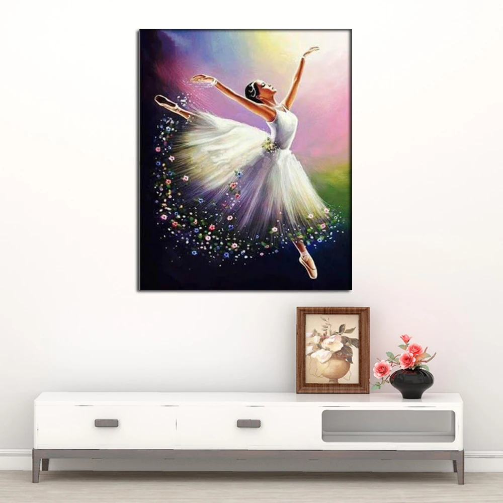 DPF картина вышитая бисером балетки вышивка стразами девушка ремесла Алмазная