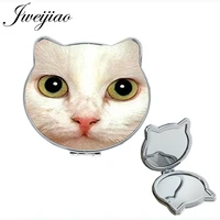 jweijiao white persian cat ear shaped tools espelho de maquiagem beautiful photos small mirror for makeup womens gift c783