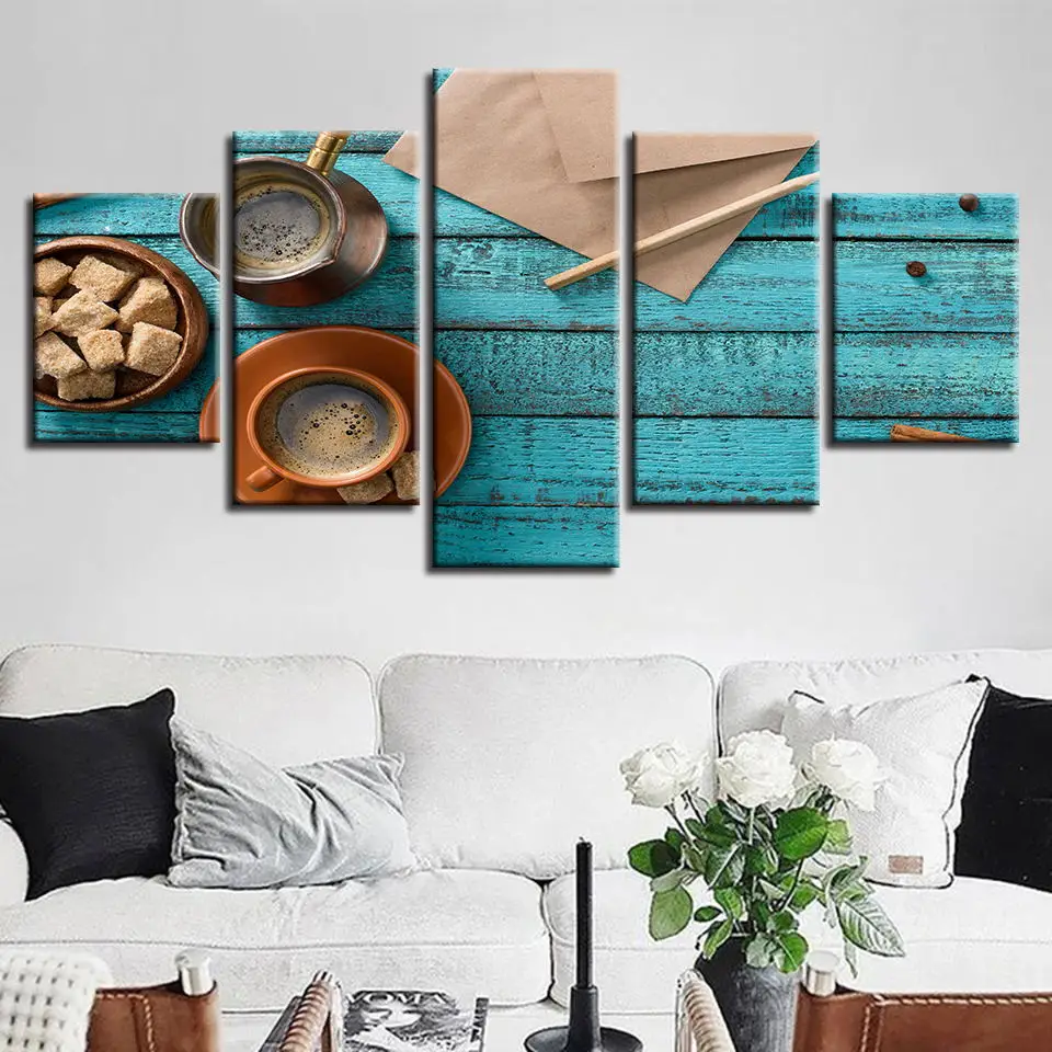 

Restaurant Style Poster Kids Room Home Decor Modern Coffee Coffee Beans 5 Set Modular Picture Prints Painting Wall Art Canvas