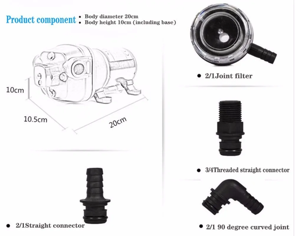 Fl 100 12v 24v Dc высокого давления Psi (7.0bar) подъемник 60m электрический мембранный