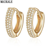 maikale luxury round hoop earrings cubic zirconia gold silver color small fashion earrings for women jewelry anniversary gift
