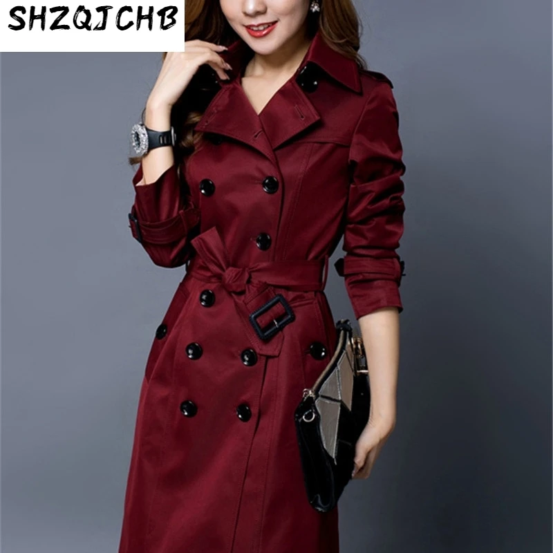 

JCHB 2021 Trench Female Tunique Longue Windbreaker Coat Women's Spring Double Breasted Trench Coat Para As Mulheres WXF121