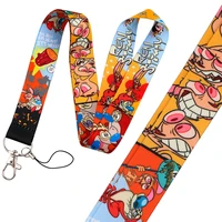 fd0823 cute american cartoons lanyard monster phone strap for key id name card cover usb badge holder key rings cell phone rope