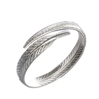 unique women 925 sterling silver leaf bangles open cuff bracelets bangles jewelry pulseras