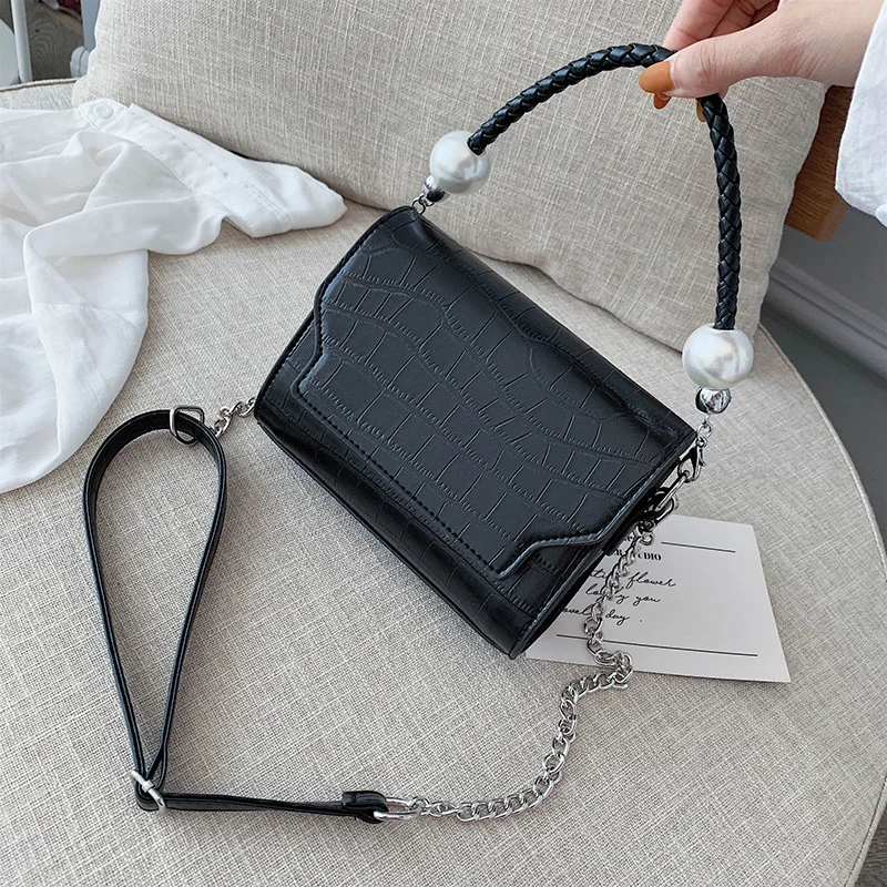 Модная женская маленькая квадратная сумка из крокодиловой кожи мягкая через