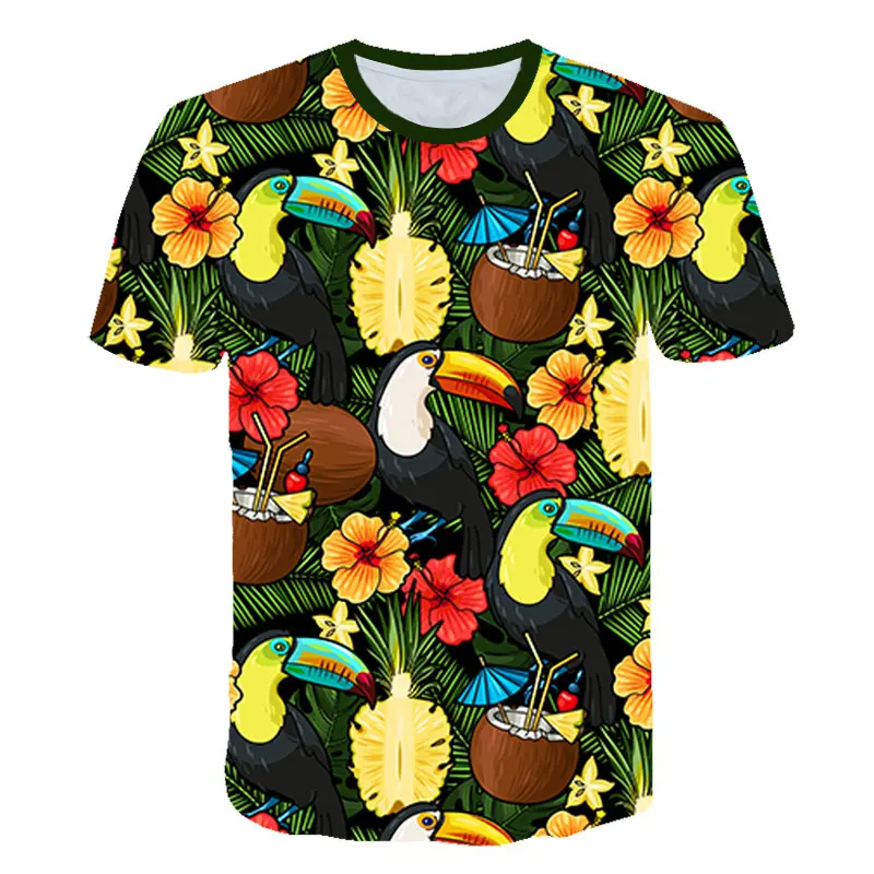 

Hawaiian floral shirt for men and women, cool summer T-shirt with 3D leaf print, casual wear, new style, 2021