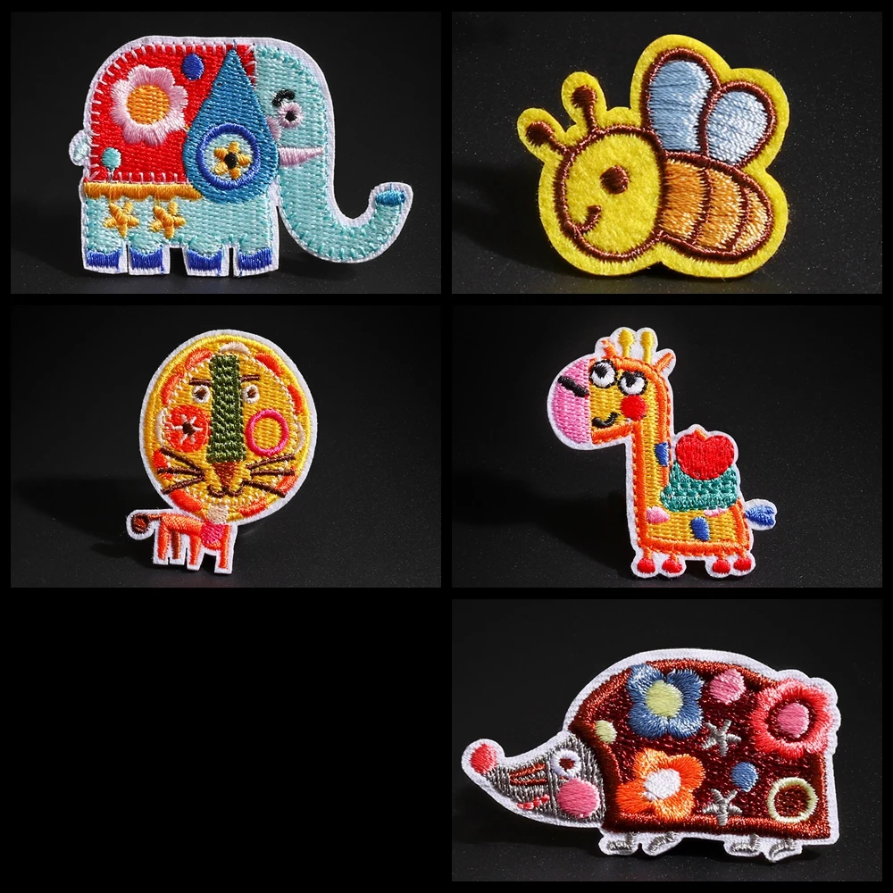 Мультфильм животных Вышитые Волк с короткими рукавами изображением слона в виде