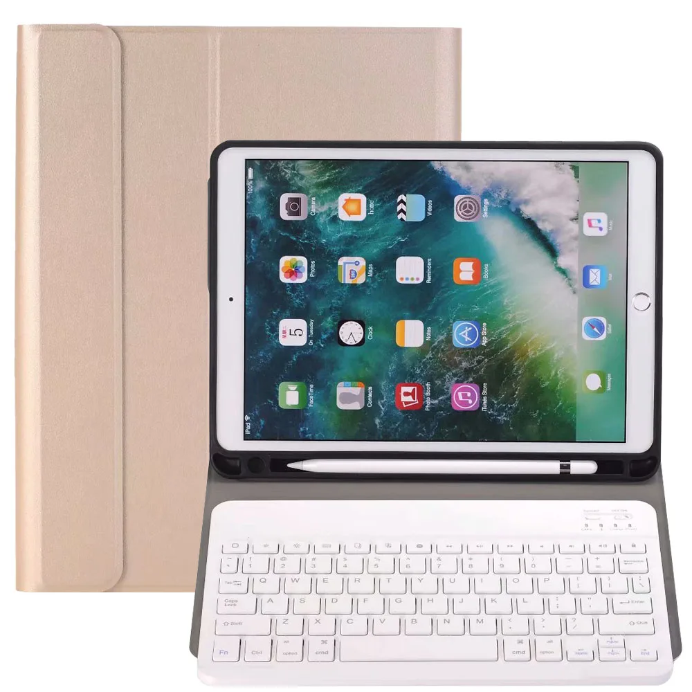 Gold 2 Чехол для iPad 10,2 чехол ультра тонкий Съемный беспроводной Bluetooth клавиатура чехол для iPad 7го поколения A2200 A2197 A2198 - Цвет: Gold 2